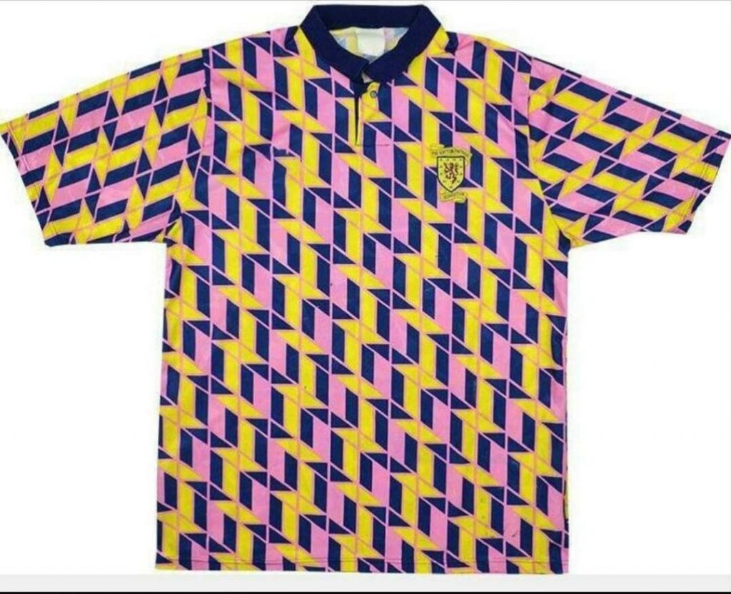 Scotland Yellow/Pink Italia 90 Leisure Shirt Premier Retros