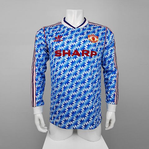 1990-1992 Manchester United Away Long Sleeve Retro Soccer Jersey