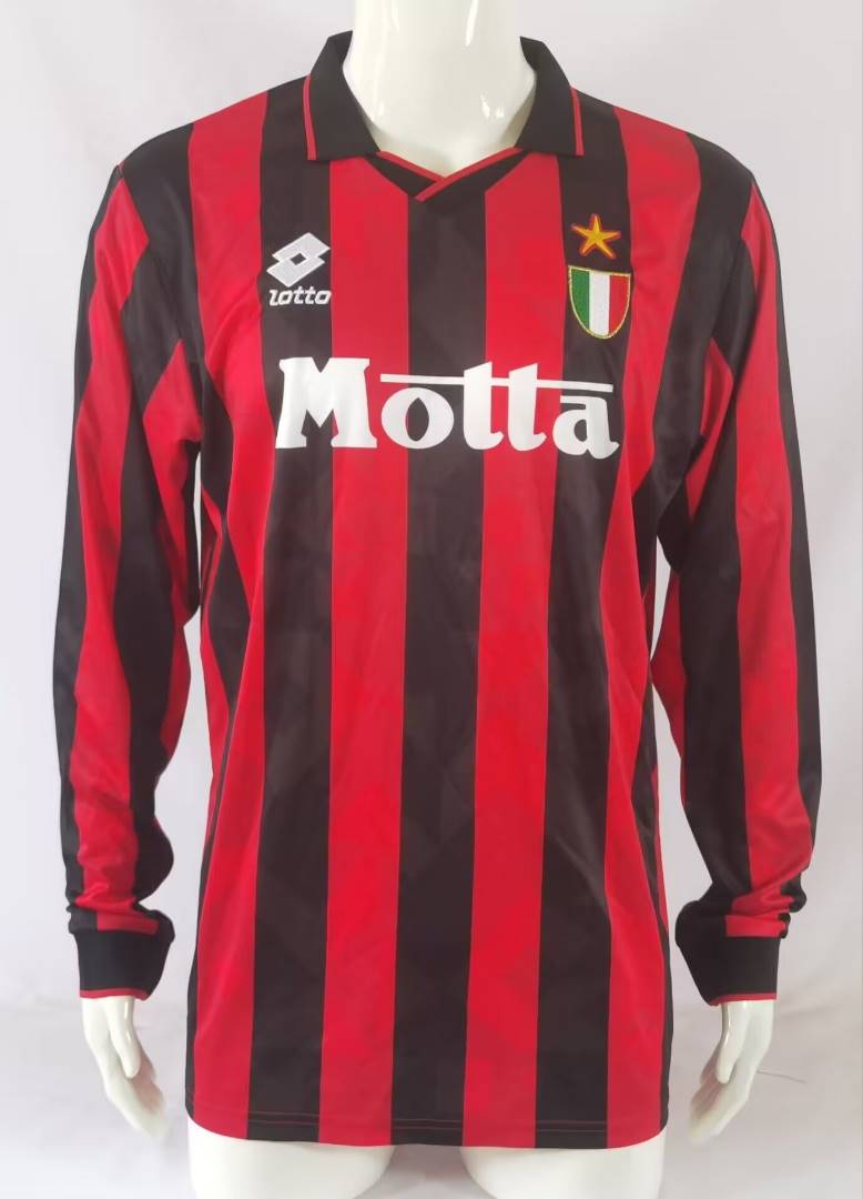 AC Milan 1993/94 Home Shirt Long Sleeved – Premier Retros